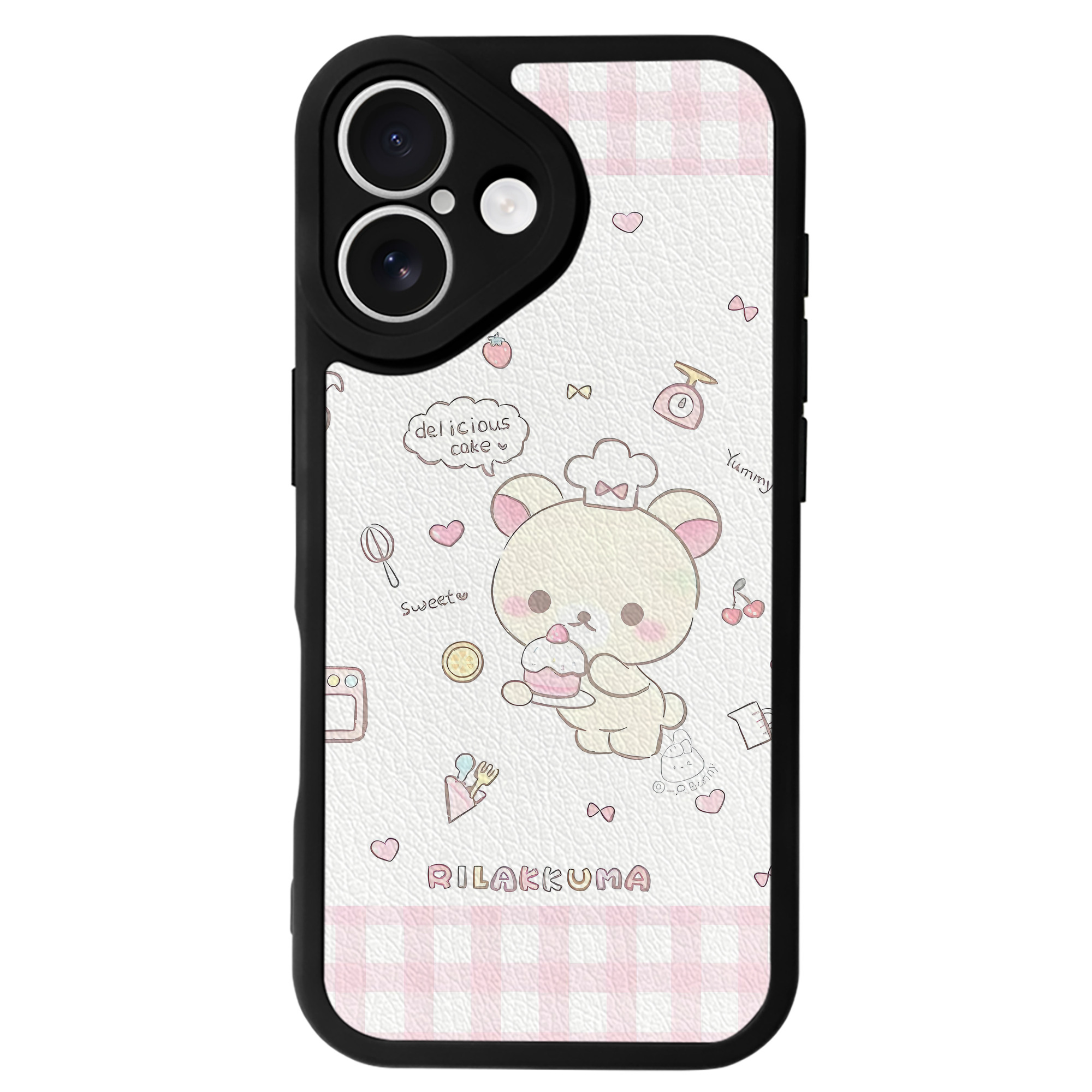 （画像用） リラックマ リラックマ キイロイトリ Rilakkuma Korilakkuma Kiiroitori 【iPhone 16シリーズ対応】シリコンスマホケース（レザー調） 材質：シリコン